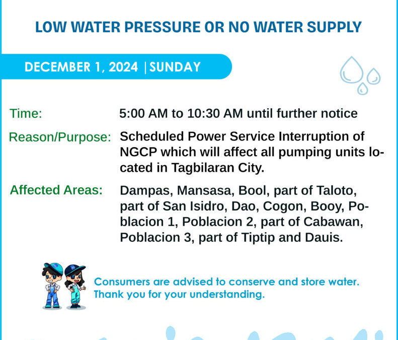 Water Service Interruption Advisory, December 1, 2024
