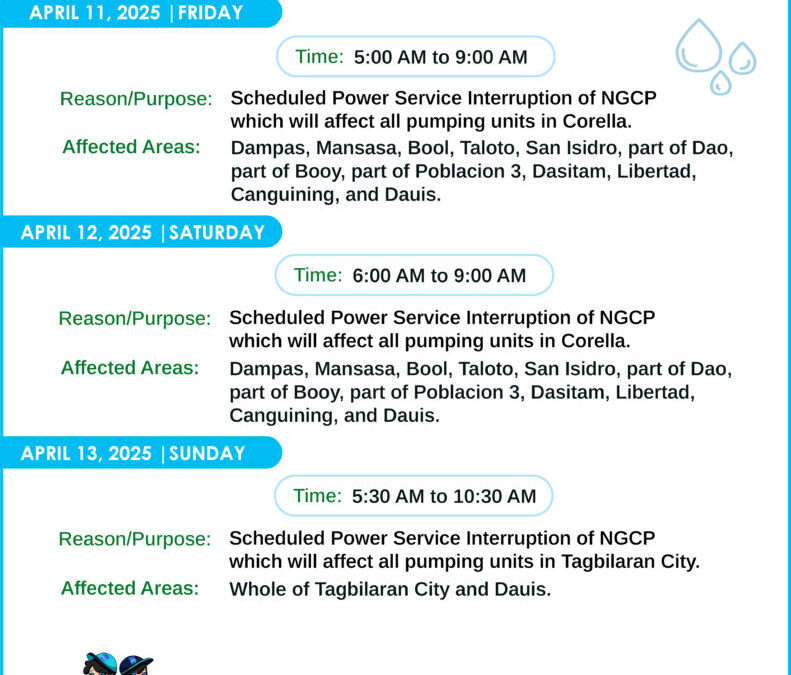 Water Service Interruption Advisory, April 11, 12 & 13, 2025.