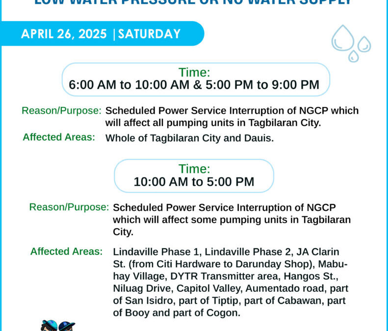 Water Service Interruption Advisory, April 26, 2025.