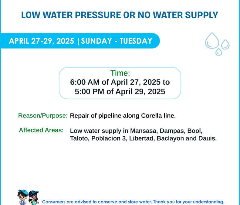Water Service Interruption Advisory, April 27-29, 2025.