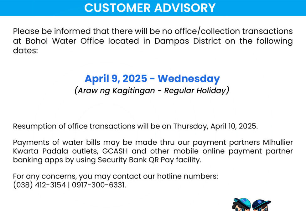 Customer Advisory, April 9, 2025.
