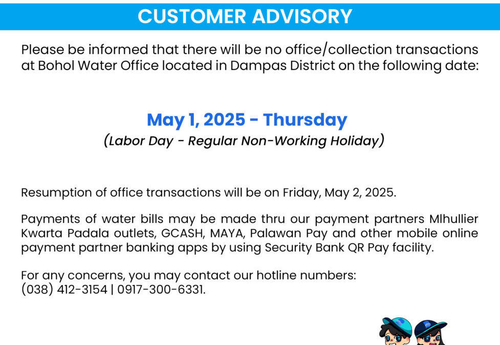 Customer Advisory, May 1, 2025.
