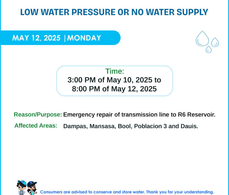 Water Service Interruption Advisory, May 10-12, 2025
