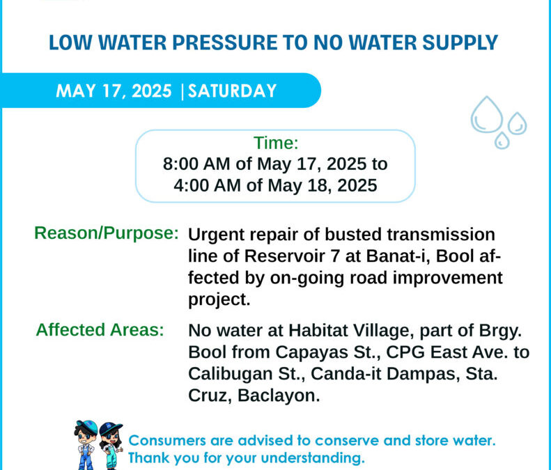 Water Service Interruption Advisory, May 17-18, 2025.