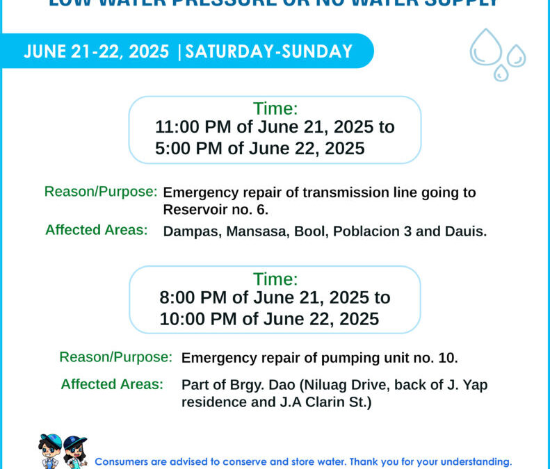 Water Service Interruption Advisory, June 21-22, 2025.
