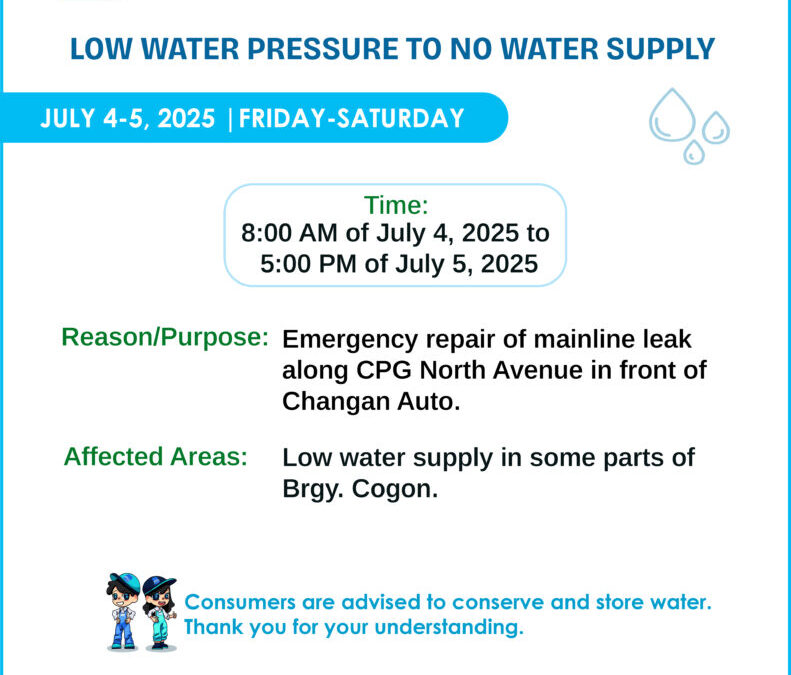 Water Service Interruption Advisory, July 4-5, 2025.