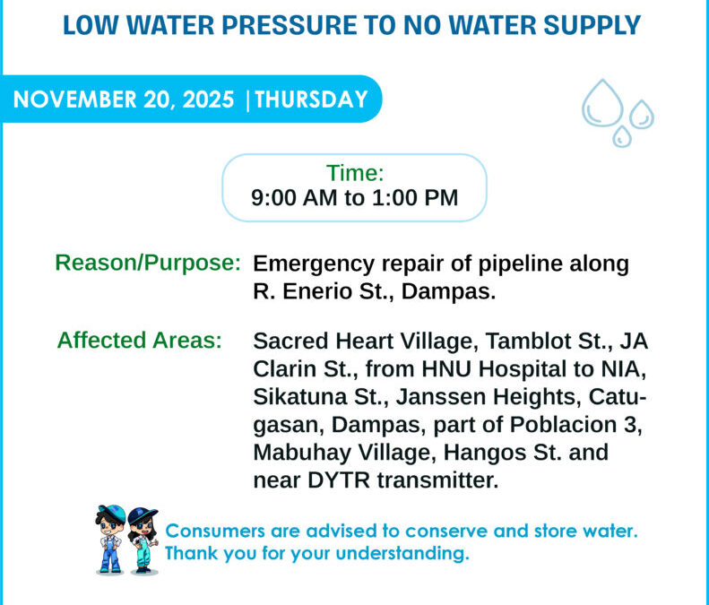 Water Service Interruption Advisory, November 20, 2025.
