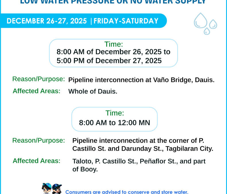 Water Service Interruption Advisory, December 26-27, 2025