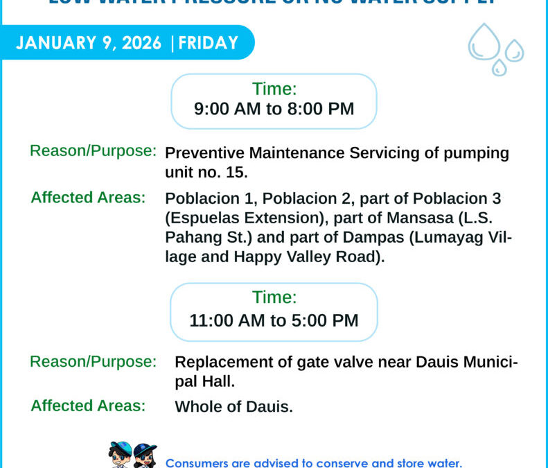 Water Service Interruption Advisory, January 9, 2026.