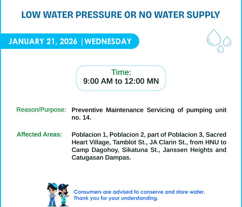 Water Service Interruption Advisory, January 21, 2026, Wednesday