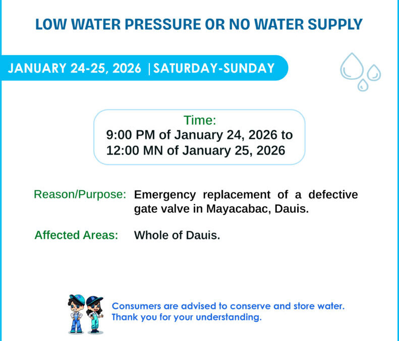 Water Service Interruption Advisory, January 24-25, 2026, Saturday-Sunday