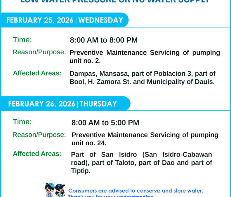 Water Service Interruption Advisory, February 25-26, 2026.