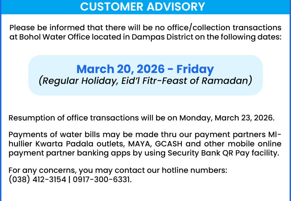 Customer Advisory, March 20, 2026.