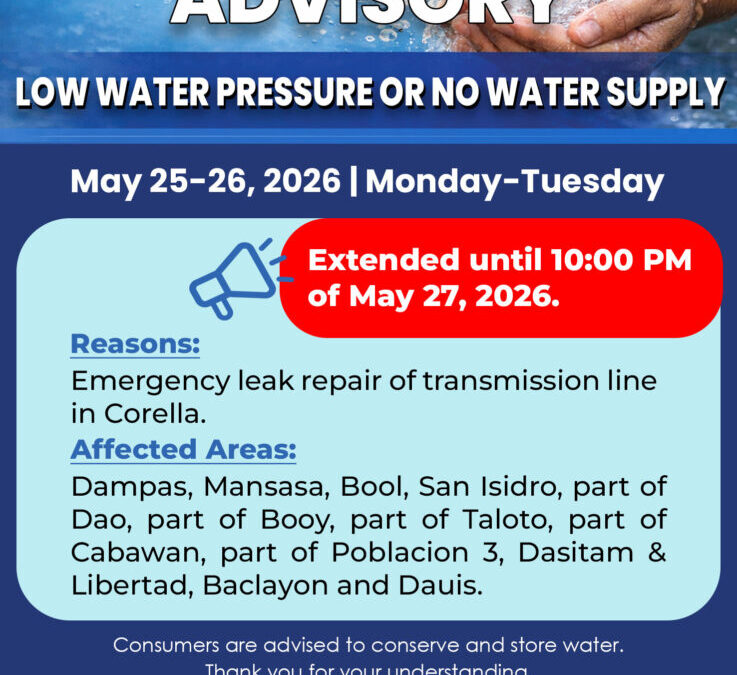 Water Service Interruption Advisory, May 25-26, 2026.