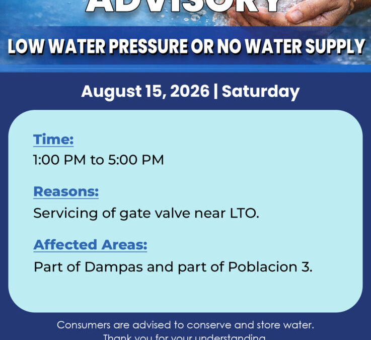 Water Service Interruption Advisory, August 15, 2026